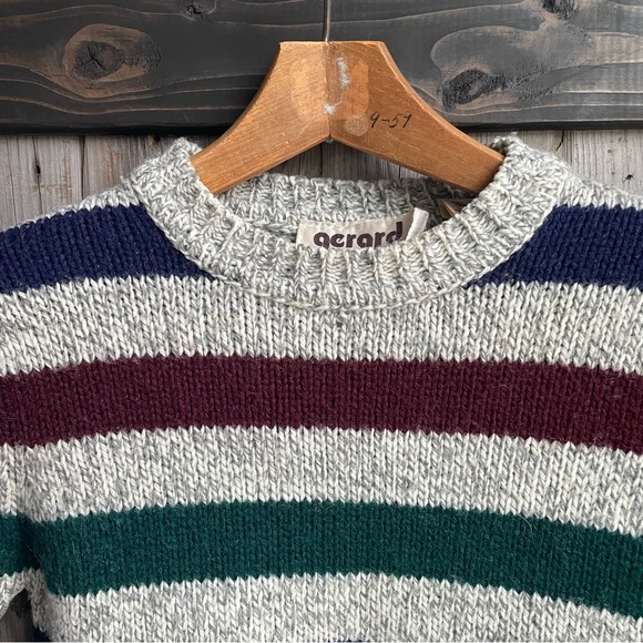 Gerard Works vintage gray striped wool blend sweater size small - Picture 6 of 9